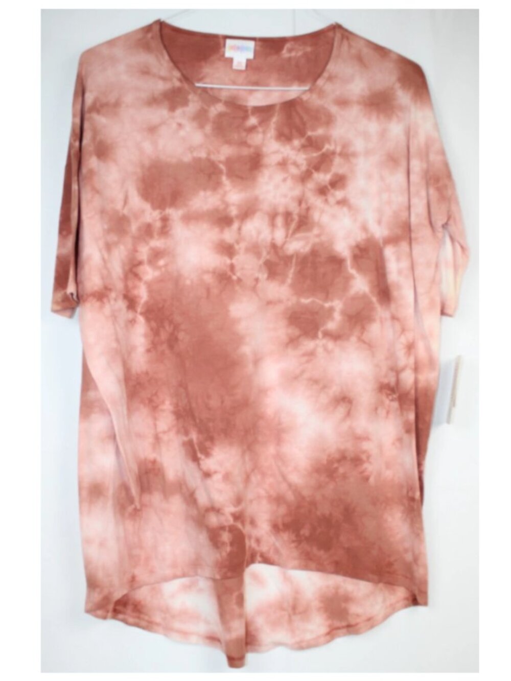 LuLaRoe IRMA T Shirt Women's Top Short Sleeves NWT XS XSmall Tie Dye Rusty Pink